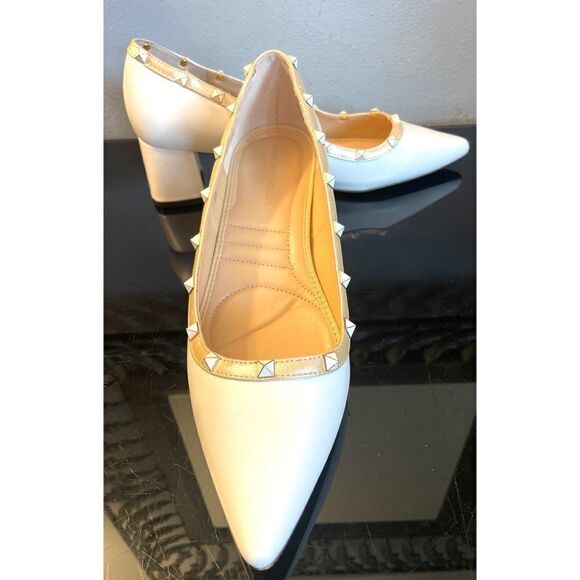 Adrienne Vittadini Studded Sage White Pointed Toe Women’s Heels Size 10 M - Picture 4 of 14